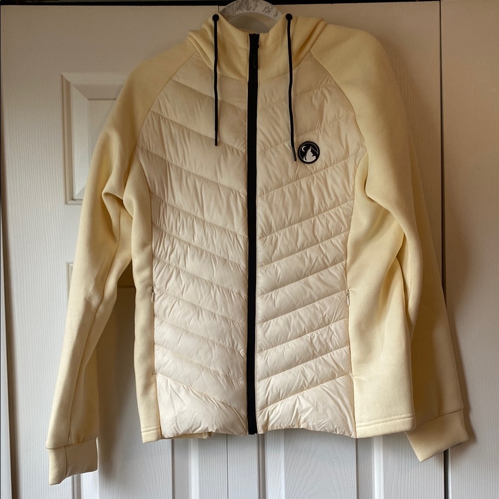 Cream Hooded Jacket with Black Accents